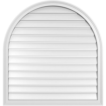 Ekena Millwork Round Top Surface Mount PVC Gable Vent: Functional, w/ 2"W x 1-1/2"P Brickmould Frame, 38"W x 40"H GVPRT38X4002SF